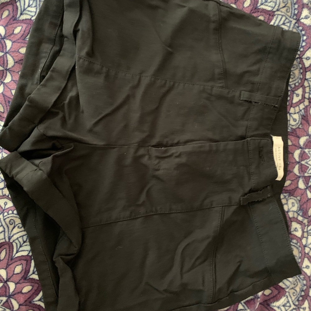 Black shorts. Material is like work pants.